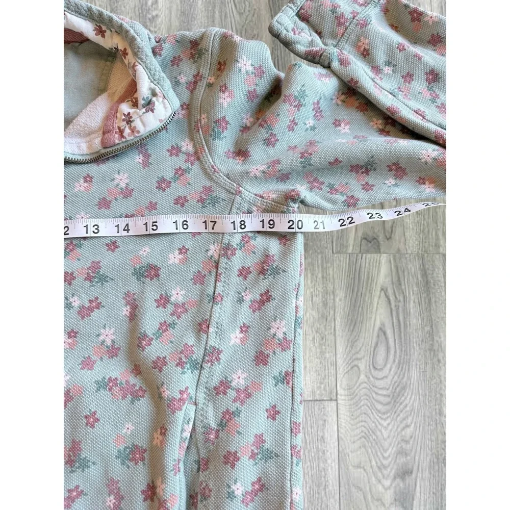 FatFace The Airlie Sweatshirt Women 6 Mint Green Floral Waffle Knit Quarter Zip